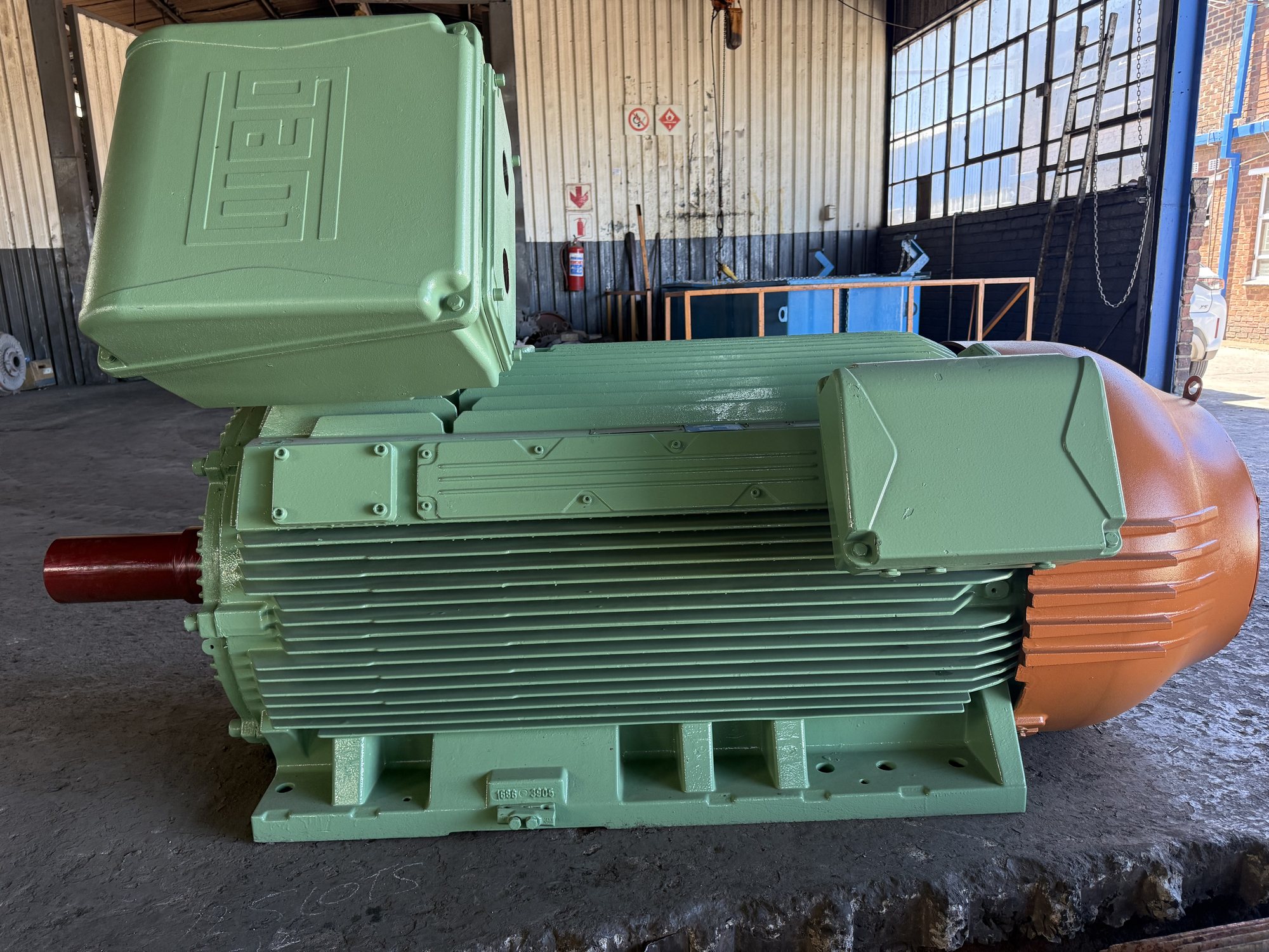 Completed WEG motor painted and ready for despatch